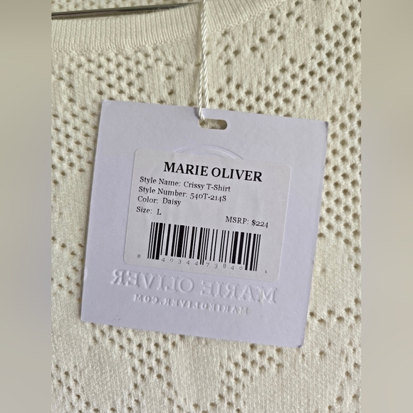 NEW! Marie Oliver, Crissy Jacquard Tee Shirt, Daisy (Ivory),Size Large,MSRP $224 - Picture 9 of 11